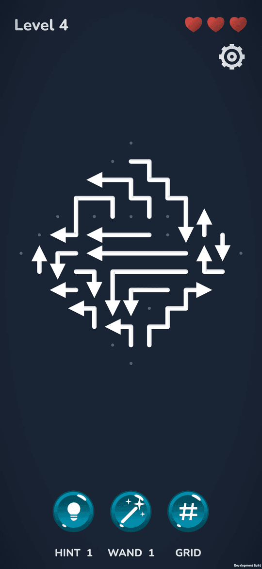 A diamond-shaped Arrow Order board filled with white arrows.