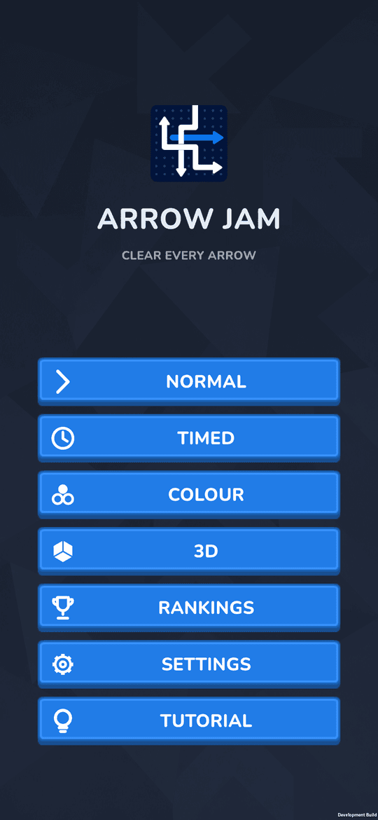 The Arrow Order main menu, listing Normal, Timed, Colour and 3D modes.